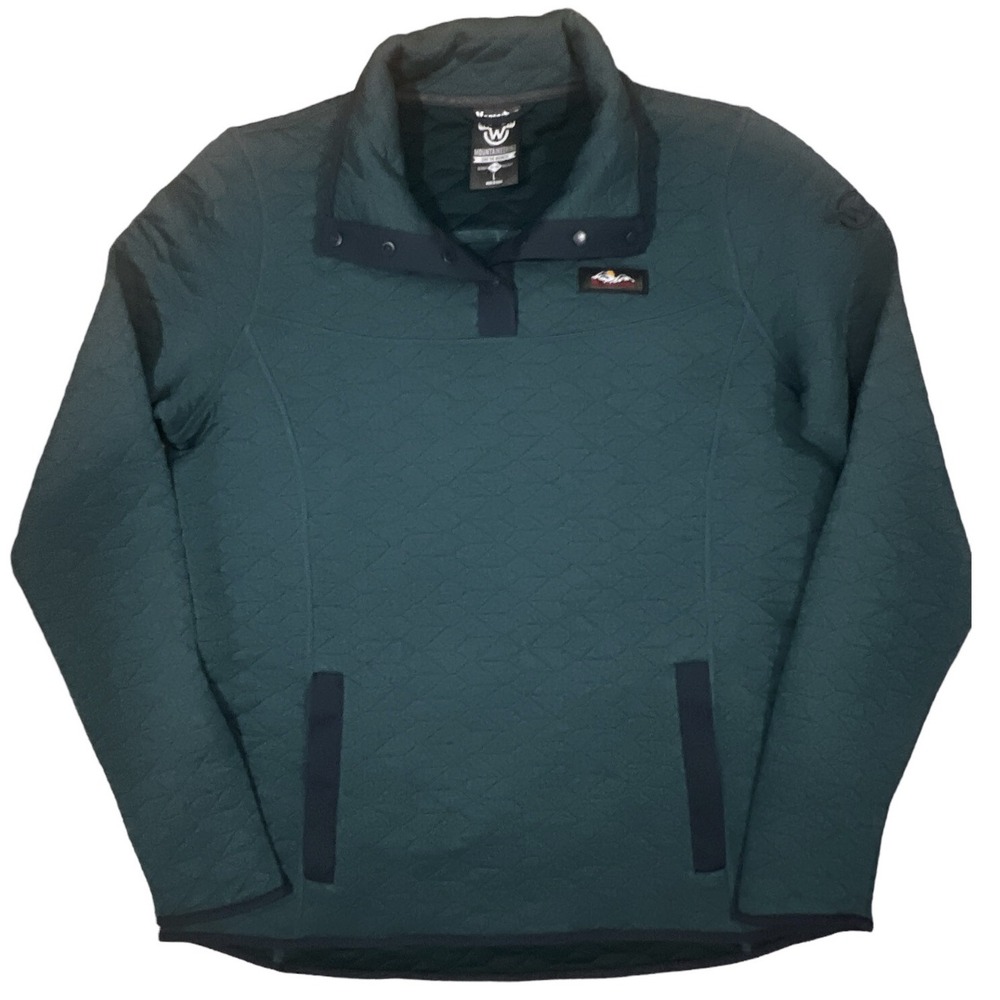 Moosejaw Women's Outdoor Quilted Snap Pullover Sweatshirt Green LARGE ZIB-23